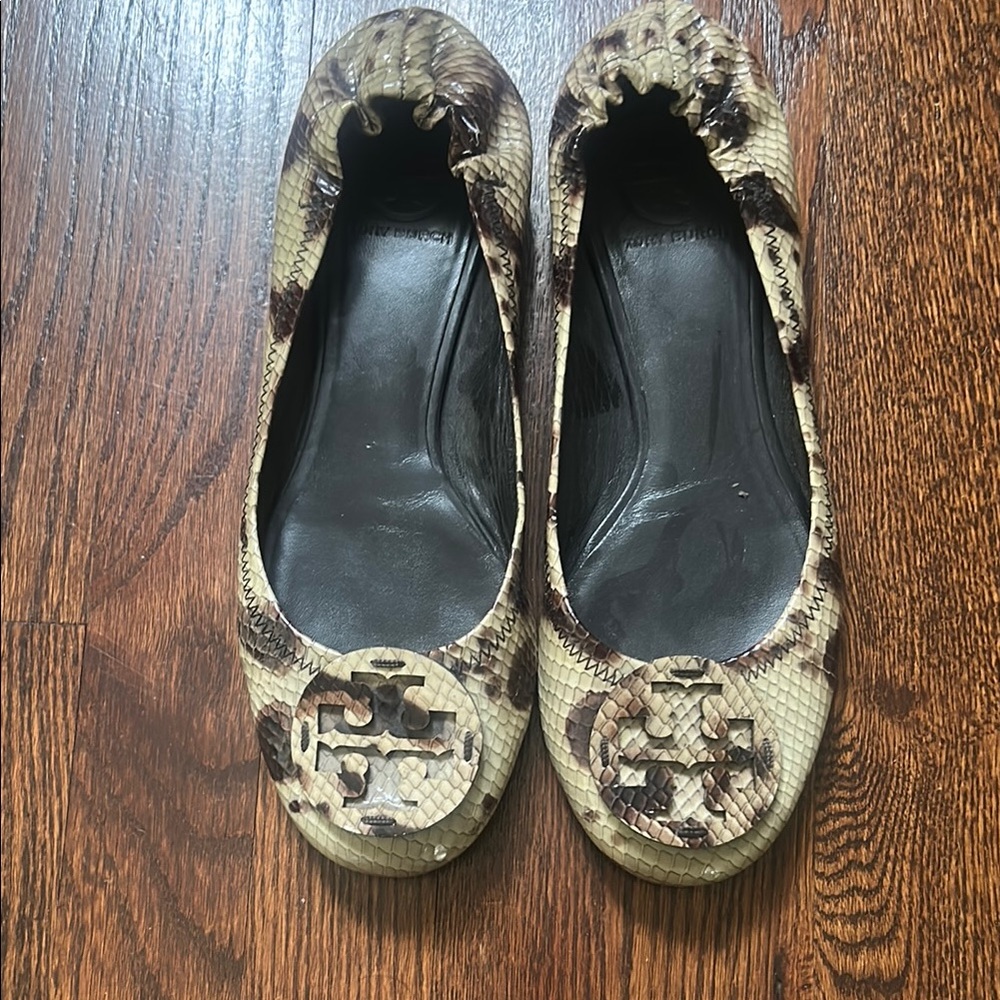 Tory Burch Brown Flats with Signature Medallion